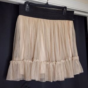 SOLD Beige Tulle Skirt with Black Waistband